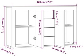 Μπουφές Γκρι Sonoma 120 x 36 x 69 εκ. από Επεξεργασμένο Ξύλο - Γκρι