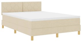 vidaXL Κρεβάτι με ελατήρια με στρώμα Κρεμ 140 x 190 cm ύφασμα