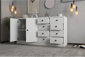 Stewehome Κονσόλα με ντουλάπι και συρτάρια Λευκό 40x130x40 cm