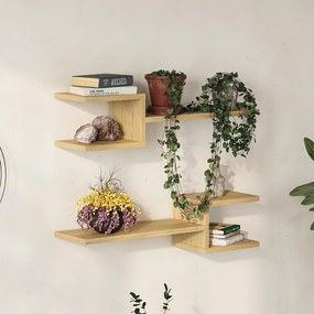 Ραφιέρα τοίχου Fork Megapap 2 τεμαχίων χρώμα sapphire oak 75x19,5x18εκ.