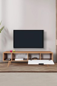 Έπιπλο Τηλεόρασης Καρυδί / Λευκό REGREVA 160x35x18