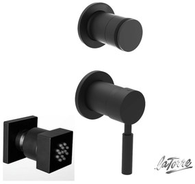 La Torre NEW TECH Black matt 12051SP-400 34374-400 Μίκτης εντοιχισμού+εκτροπέας περιστροφικός 2 εξόδων+Jet επιτοίχιο Τετράγωνο