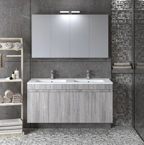 Σετ Έπιπλο Μπάνιου OMEGA GREY OAK 120 9SOM120GODW Πάγκο 120x46x60 με δύο γούρνες - 9SOM120GODW