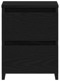 vidaXL κομοδίνο  με συρτάρια Μαύρος Δρυς 30x30x40 εκ