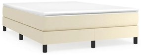 vidaXL Κρεβάτι Boxspring με Στρώμα Κρεμ 140x190εκ. από Συνθετικό Δέρμα