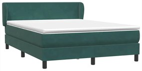 vidaXL Κρεβάτι Boxspring με Στρώμα Σκούρο Πράσινο 140x210εκ. Βελούδινο