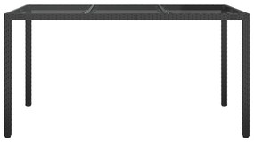 vidaXL Τραπέζι Φαγητού Κήπου Μαύρο 150x90x75 εκ Πολυ Ρατάν