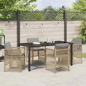 vidaXL Σέτ φαγητού για κήπο 5 pcs Μπεζ Χάλυβας με επίστρωση πούδρας