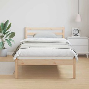 vidaXL Κρεβάτι με κεφαλάρι Καφέ 210 x 100 cm Μασίφ ξύλο πεύκου