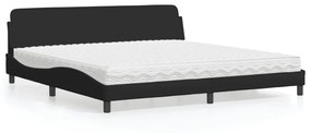 Κρεβάτι με Στρώμα Μαύρο 200x200 εκ. Υφασμάτινο