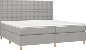 vidaXL Κρεβάτι Boxspring με Στρώμα Ανοιχτό Γκρι 200x200 εκ. Υφασμάτινο
