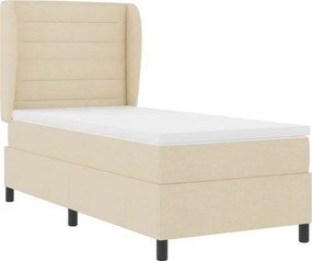 vidaXL Κρεβάτι με ελατήρια με στρώμα Κρεμ 90 x 200 cm ύφασμα