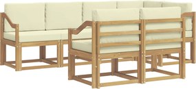 vidaXL Σειρά Καναπέ Εξωτερικού 7 pcs Λευκό και Κρεμ Πολυεστέρας
