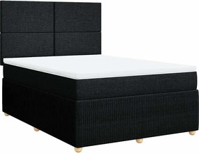 vidaXL Κρεβάτι Boxspring με Στρώμα Μαύρο 140x200 εκ. Υφασμάτινο