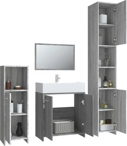 vidaXL Σετ Επίπλων Μπάνιου 4 Τεμαχίων Γκρι Sonoma Επεξεργασμένο Ξύλο