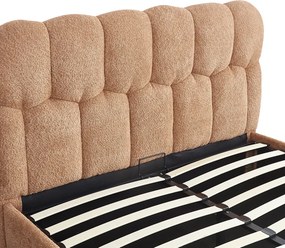 Κρεβάτι διπλό Sectra pakoworld terracotta μπουκλέ ύφασμα 160x200εκ