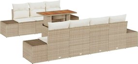 vidaXL Σετ Καναπέ Κήπου με αποθήκευση 8 pcs Μπεζ Πολυ ράταν