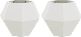 vidaXL Γλάστρα 2 pcs Λευκό 75 x 75 x 60 εκ Ατσάλι