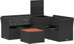 vidaXL Σετ Καναπέ 6 τμχ. Μαύρο 55 x 55 x 37 cm Πολυ-ρακί και Χάλυβας