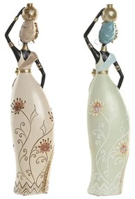 Διακοσμητική Φιγούρα Home ESPRIT Πράσινο Μπεζ Αφρικάνα (x2)