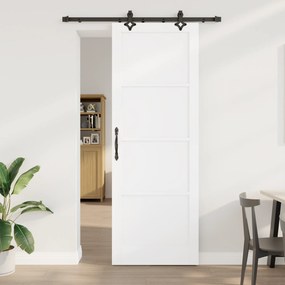vidaXL Συρόμενη Πόρτα με Σετ Εξαρτημάτων 'ORKDAL' Λευκή Στερεά Ξυλεία Πέτρα