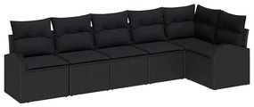vidaXL Σετ Καναπέ Κήπου με μαξιλάρι 6 pcs Μαύρο Πολυ ράταν