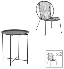 Intrahome Σαλόνι Dapper-Caius Intrahome σετ 3τεμ μαύρο μέταλλο-μαύρο pe Φ46x52εκ | SKU: INTRAPA-263111178