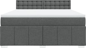 vidaXL Κρεβάτι Boxspring με Στρώμα Σκούρο Γκρι 180x200 εκ Υφασμάτιν