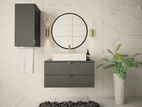 Επιτοίχιο ντουλάπι μπάνιου με υποδοχή νιπτήρα Merced D101, Γκρι, Τοίχου, 42x80x46cm, Πλαστικοποιημένη μοριοσανίδα, Ινοσανίδες μέσης πυκνότητας