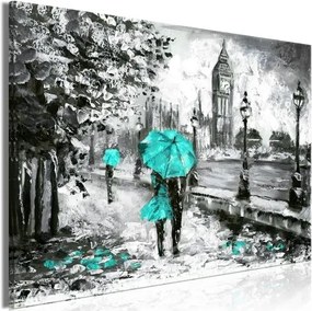 Πίνακας - Walk in London (1 Part) Wide Turquoise - 120x80