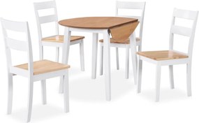 vidaXL Σετ Τραπεζαρίας 5 τεμ. Λευκό από MDF και Ξύλο Καουτσουκόδεντρου