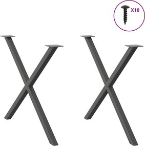 vidaXL Πόδια Τραπεζαρίας σε Σχήμα Χ, 2 τεμ. Ανθρακί 90x(72-73) εκ. Ατσάλι