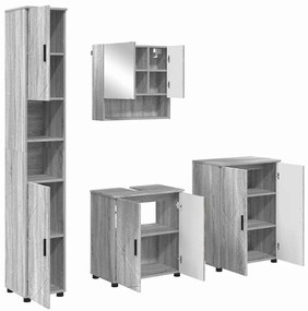 vidaXL Σετ Επίπλων Μπάνιου με πόρτα 4 pcs Γκρι sonoma 61 x 35 x 64 εκ.