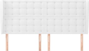 vidaXL Κεφαλάρι με Πτερύγια Λευκό 203x23x118/128 εκ. Συνθ. Δέρμα