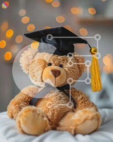 Intra Συλλεκτικό Ξύλινο Παζλ Plywood 4mm - Teddy Bear Αποφοίτηση καπέλο Σε Ξύλινο Κουτί - Διαστάσεις Puzzle: 10x10 cm – 25 κομμάτια
