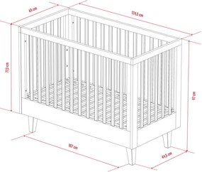 Βρεφικό κρεβάτι Lounge-Gkri - 65.00Χ124.50Χ97.00cm