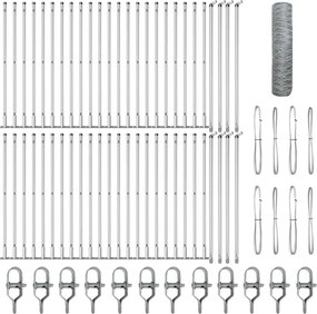 vidaXL Στύλος Περιφράξεων Ασημί 100 x 0,5 μ (πλέγμα 36 χιλ.) Ατσάλι