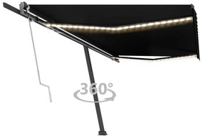 vidaXL Τέντα Αυτόματη με LED & Αισθητήρα Ανέμου Ανθρακί 500x300 εκ.