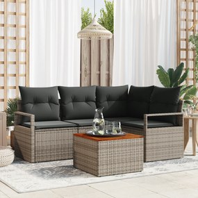 vidaXL Σετ Καναπέ Κήπου 5 pcs Γκρι Μεγάλο Ρατάν