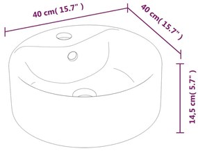 Νιπτήρας Στρογγυλός Λευκός 40 x 14,5 εκ. Κεραμικός - Λευκό