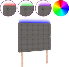 vidaXL Κεφαλάρι Κρεβατιού LED Γκρι 80x5x118/128 εκ