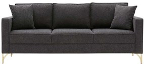 Καναπές Τριθέσιος Berlin 825BLC2795 220x91x83cm Anthracite-Gold