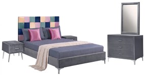 ΣΕΤ ΚΡΕΒΑΤΟΚΑΜΑΡΑΣ 4 ΤΜΧ ΒΕΛΟΥΔΟ ΓΚΡΙ COLOR PATTERN FB911263 9997591