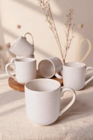 Stewehome Σετ 6 τεμαχίων κεραμικές κούπες 10 cm 450 ml μοντέρνου στυλ Κρεμ
