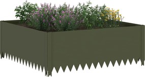 vidaXL Περίγραμμα γκαζόν 4 τμχ. 100 x 100 x 35 cm Ατσάλι Λαδί