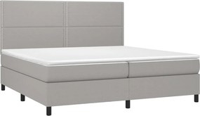 vidaXL Κρεβάτι Boxspring με Στρώμα &amp; LED Αν.Γκρι 200x200εκ. Υφασμάτινο