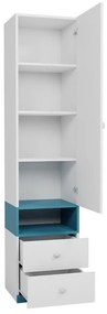 Παιδικό δωμάτιο Omaha E118, 290 kg, Άσπρο, Τυρκουάζ, Πλαστικοποιημένη μοριοσανίδα, Πόρτες ντουλάπας: Με μεντεσέδες | Epipla1.gr