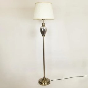 Φωτιστικό Επιδαπέδιο Μεταλλικό-Γυάλινο Με Μεταξένιο Καπέλο Ασημί-Λευκό 43,5x166εκ. ESTHETI 757-11018