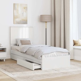 vidaXL Κρεβάτι Αποθήκης Λευκό 75 x 190 cm Επεξεργασμένο ξύλο