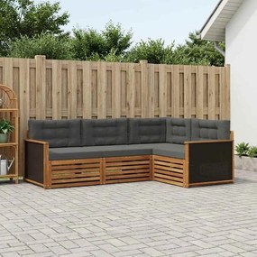 vidaXL Σειρά Καναπέ Εξωτερικού 4 pcs Φυσικό και Ανθρακί